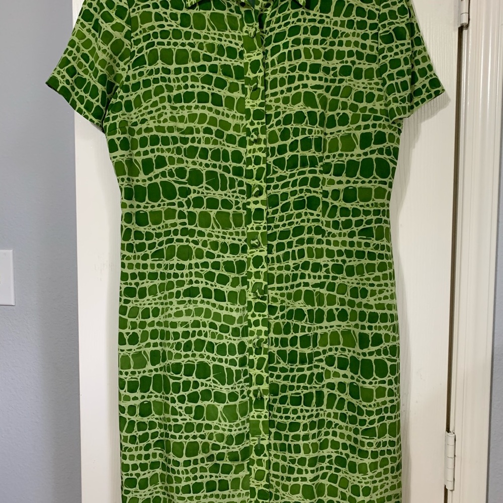 Ladies Size 14 Papel Green Patterned Dress